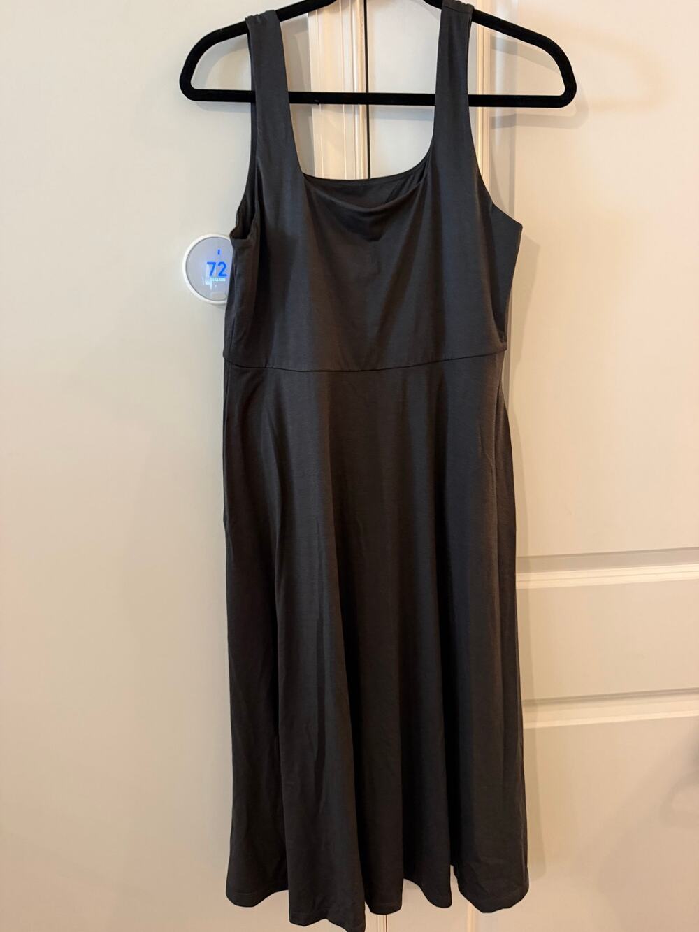 Quince Dress Womens Size L Black Sleeveless Fit & Flare Midi Square Neck capsule
